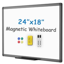 VIZ PRO Magnetic Dry Erase Board, Black Frame, 24 x 18 in