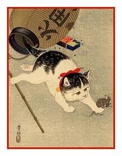 Japanese Ohara Shoson Koson Cat Mouse Counted Cross Stitch Pattern