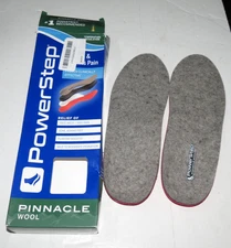 sh7 Powerstep - Pinnacle Wool Orthotic Insole, Gray/Red, Men's Size 9 - 9.5