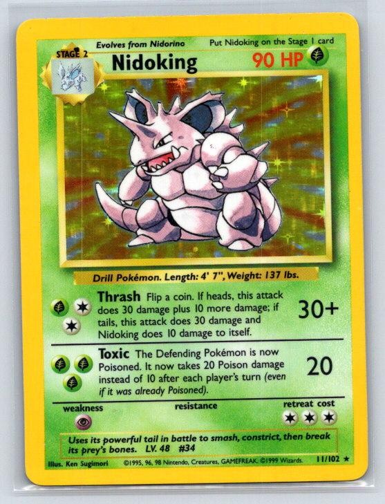 Nidoking 11/102 Holo Rare Base Set Unlimited Pokemon Near Mint