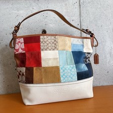 Borsa a tracolla Coach vintage multicolore firmata patchwork 7049 pelle scamosciata