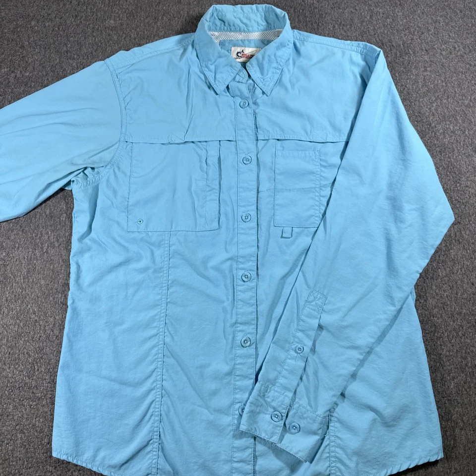 2 camisas de pesca para mujer con ventilación media azul deportista mundial aire libre Foto 2 de 4