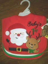 New nwt 0-12 mo 3 pack Christmas Baby bib bear lot baby's first holiday        