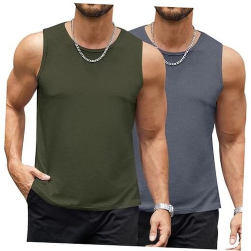 Men's 2 Pack Workout Tank Top Sleeveless Casual Running Gym Muscle