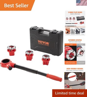 Ratchet Pipe Threader Kit with 3 Dies, 1/2'' NPT, 3/4'' NPT, 1'' NPT Ratcheting ...