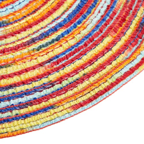 Colorful Round Placemats Set of 8, Braided Rainbow Table Mats for Kitchen, 15 in - Picture 4 of 10