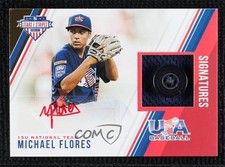 2018 Panini USA Baseball Stars & Stripes Buttons 8/8 Michael Flores #59 Auto 1t3