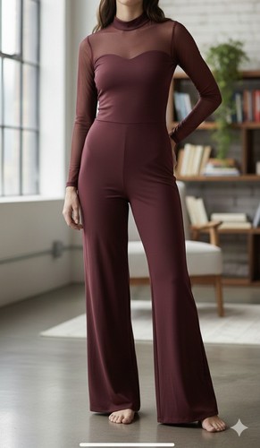 Jumpsuit Burgundy Colored Balera  Dance Costume Standard Size Wide Leg Jumpsuit