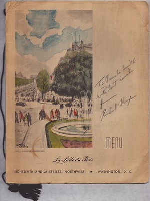 RICHARD M. NIXON - INSCRIBED MENU SIGNED