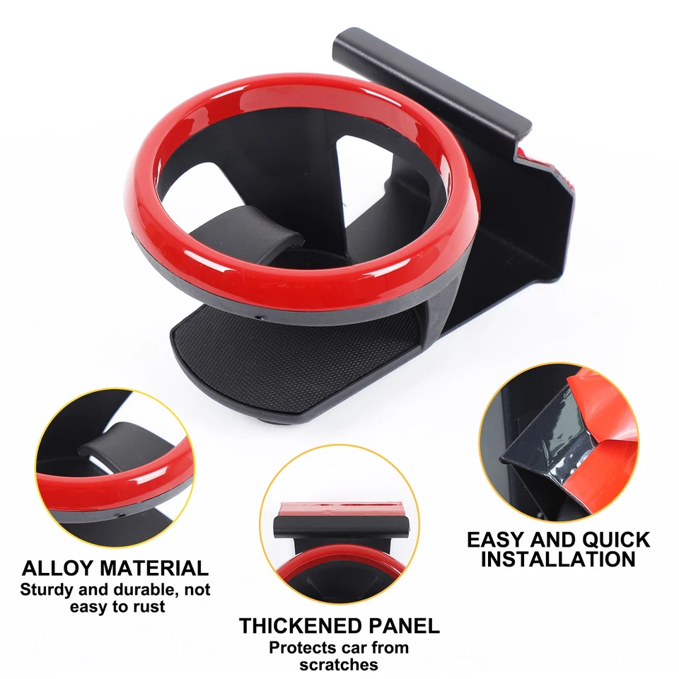 Dashboard Side Air Vent Cup Holder Steel Red Ring For Toyota FJ Cruiser 2007-21 — 第 4/4 张图片