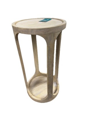 Kate and Laurel Dahl Wooden Round Drink Table; 12 x 23; Whitewash