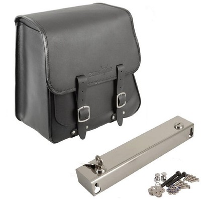 Satteltasche + Halter abnehmbar Edelstahl passend für Harley Dyna Fat Bob 08-17