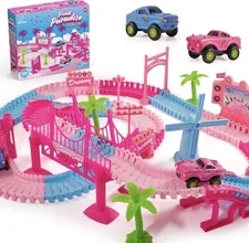 USA Toyz Pink Paradise Adventure Tracks – 225pc Vehicle Playset