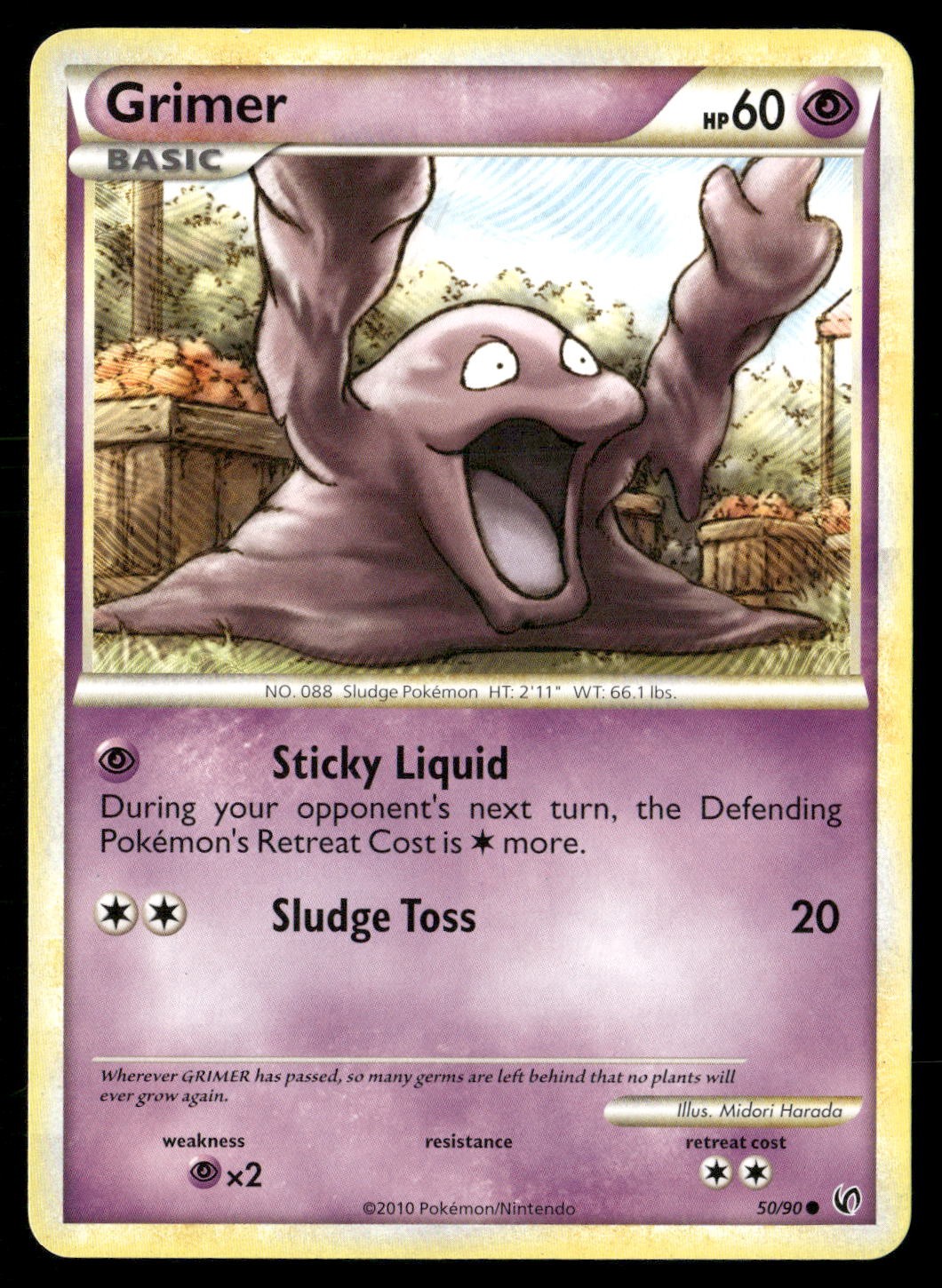 Grimer 50/90 Common HGSS Undaunted Pokemon Lightly Played