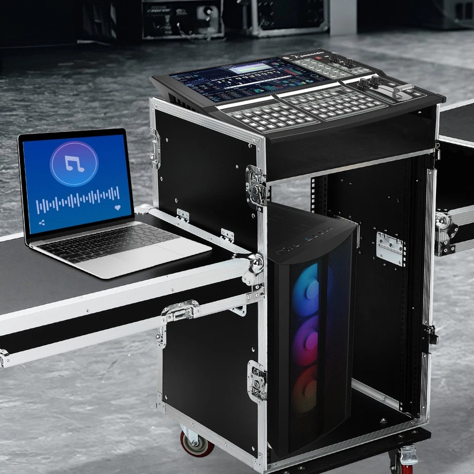 16U DJ Flight Case Rack w/ Tilted Mixer Stand, Work Table,Foam Drawer, Road Case - Image 4 of 4