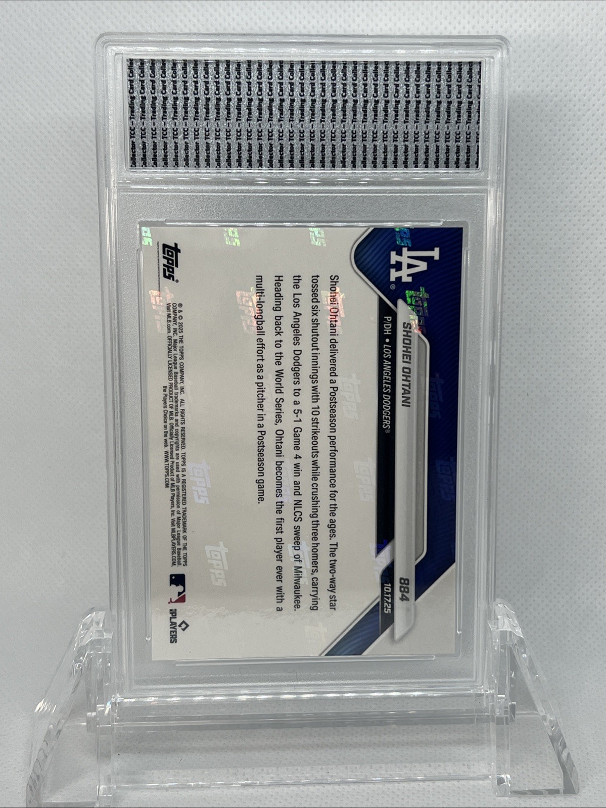 2025 Topps Now Shohei Ohtani 3 HR’s 10 K’s NLCS TCC Graded Gem Mint 10 view 3