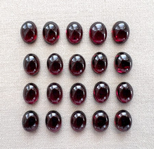 20 Garnet 8 x 6 mm Oval Cabochon Loose Gemstones Stones NOS Jewelry Vintage