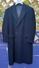 Holt Renfrew Made in England Double Breasted Navy Cashmere Overcoat  Med- Large