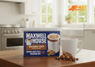 Maxwell House Instant Cafe-Style Beverage Mix Hazelnut 9oz Kosher Dairy