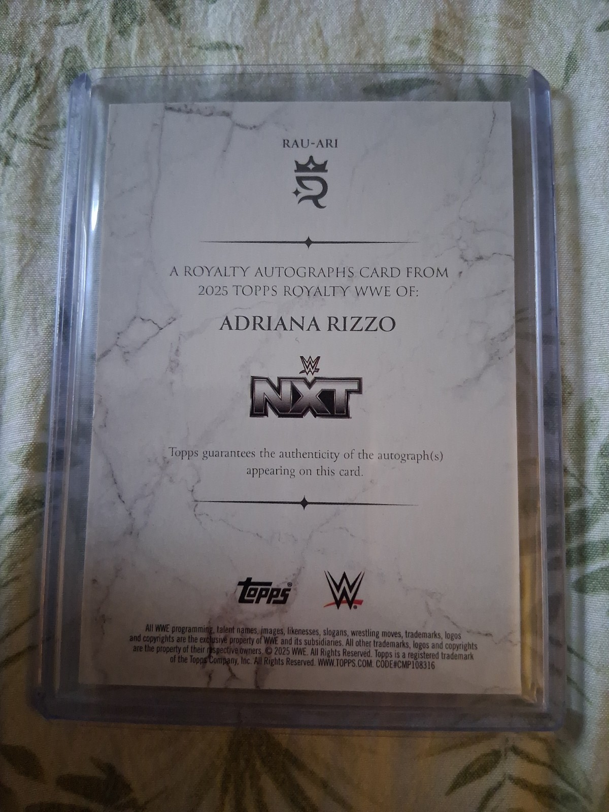 2025 Topps Royalty Adriana Rizzo Royalty Autographs Auto /99 WWE view 2