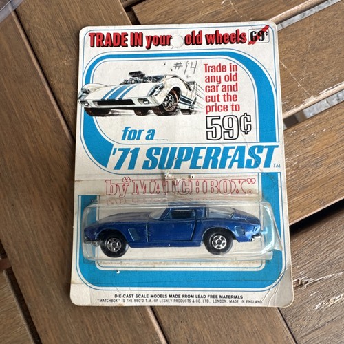 Matchbox ‘71 Superfast ISO Grifo - Blue - RARE Trade-In Blister - Vintage No.14 - Picture 4 of 16