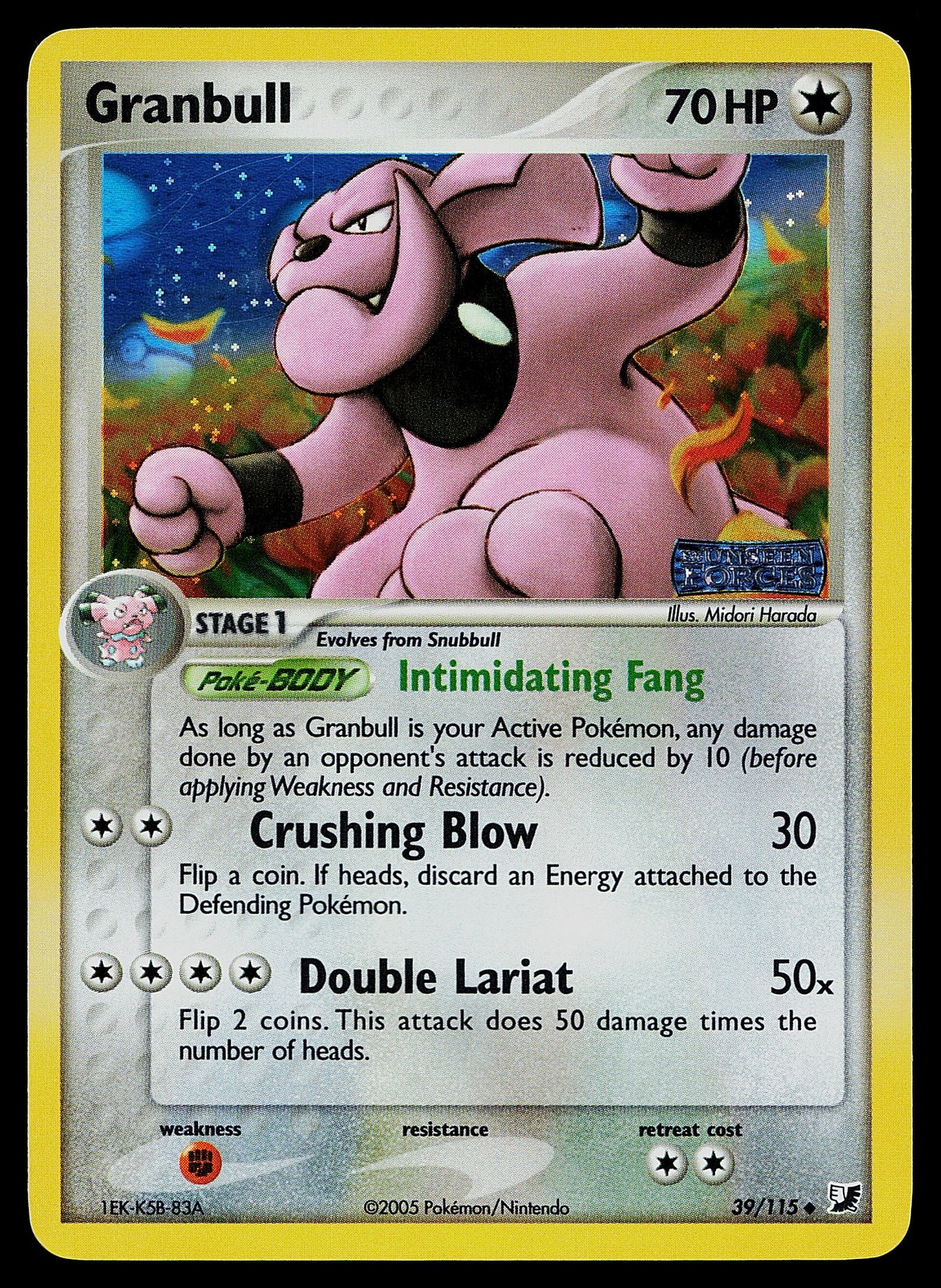 Pokemon Card - Granbull Unseen Forces 39/115 Reverse Holo Stamped