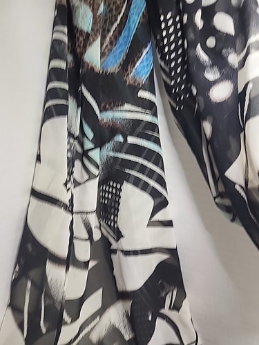 Chico Animal Print Black, White, Blue 14"×68" Scarf - Picture 4 of 6