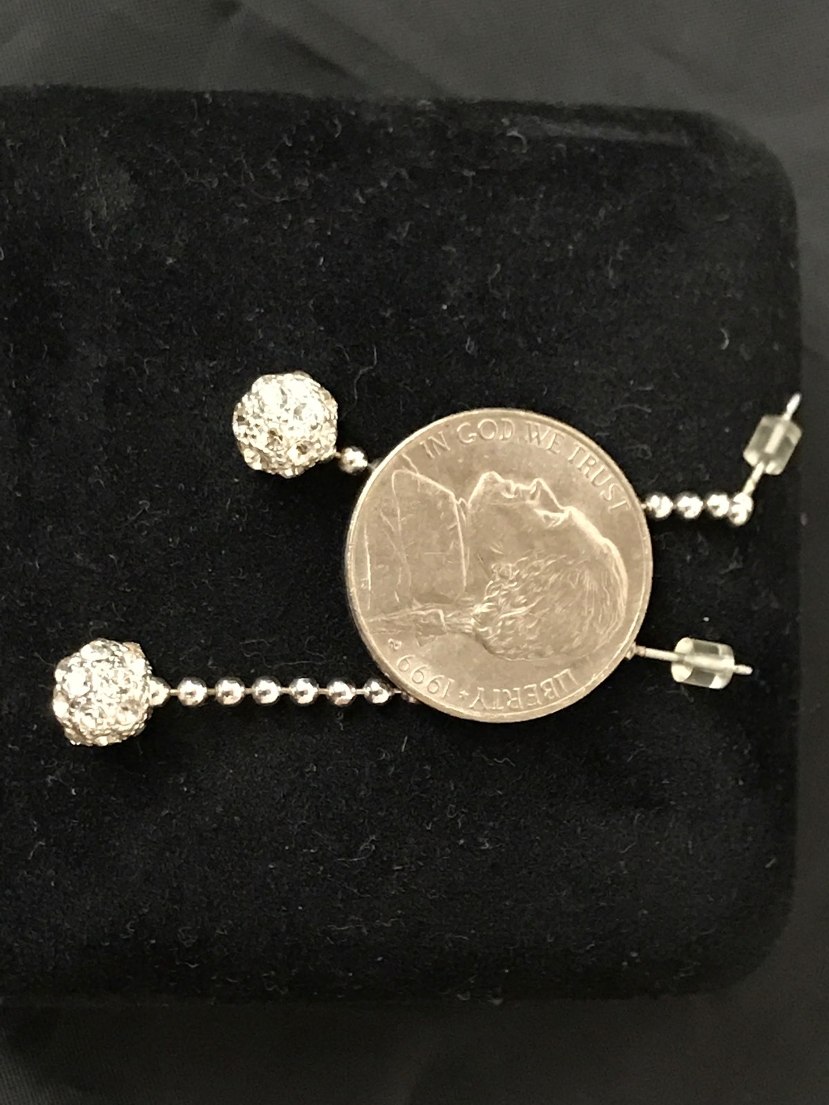 14k Crystal ball earrings drop ear, with box 14k Crystal ball earrings drop ear, with box