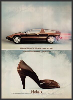 Nickels Shoes 1980s Print Advertisement 1982 Italian Design On Wheels & Heels