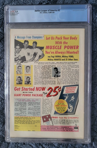 JUSTICE LEAGUE OF AMERICA #2 - CGC 6.5 - DC 1960 - OFF WHITE Pages - Picture 3 of 3