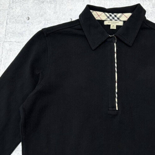 Burberry London 3/4 Sleeves, Half-Zip Polo Shirt in Black Burberry London 3/4 Sleeves, Half-Zip Polo Shirt in Black