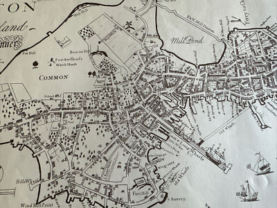 額装品 リプロダクション 1722年 J. ボナー 「ボストン都市図」 Vintage Map The Town of Boston Mass 1722 Captain John Bonner