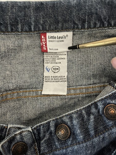 Little Levi’s Denim Trucker Jean Jacket Snap Dark Wash Distressed Cotton 18 M - Picture 5 of 6