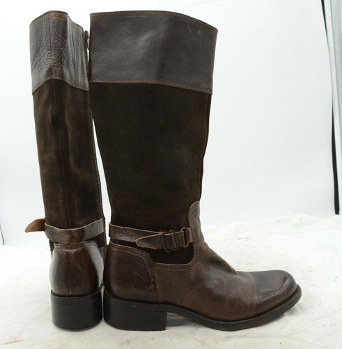 Women's Sz 7.5 Leather Brown Side Zip Tall Equestrian Riding Boots Belted - Imagen 3 de 8