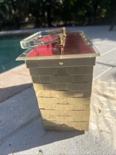 Vintage Dorset Rex Fifth Avenue Basket Weave Gold Metal Burgundy Lucite Purse - Picture 5 of 7