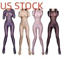Womens Glossy See Through Full Body Covering Bodysuit Catsuit Jumpsuit