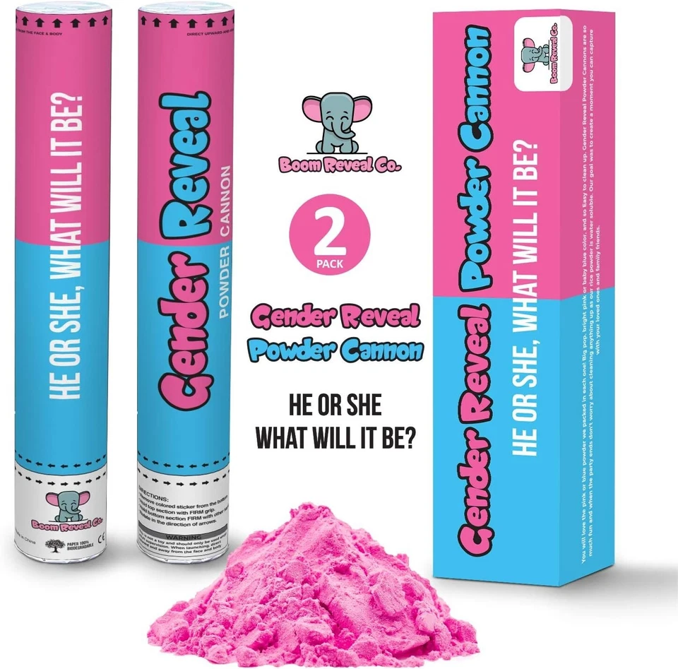 令人兴奋的 12 英寸性别揭示粉炮 - 粉色或蓝色婴儿淋浴用 — 第 4/4 张图片