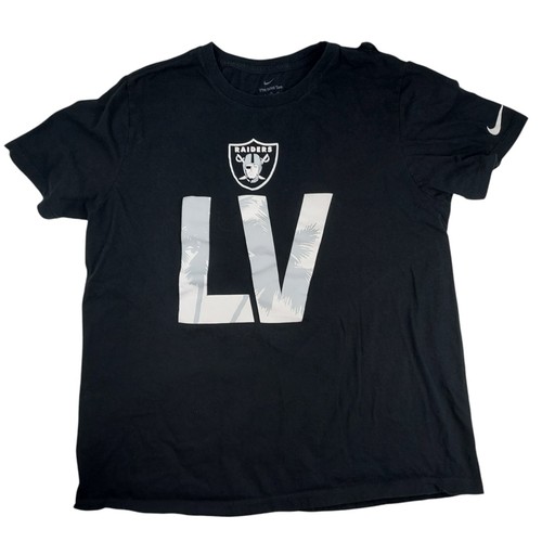 Las Vegas Raiders T Shirt Mens XL The Nike Tee Black White Logo Swoosh Cotton