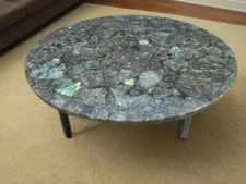 Labradorite Stone Coffee Round Table Top, Office Center Decors Table Top Decor