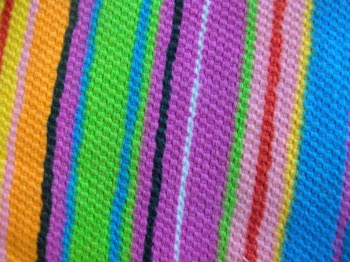 Vintage Multi Color Rainbow Textured Cotton Stripe Fabric 61" x 46" - Picture 3 of 4