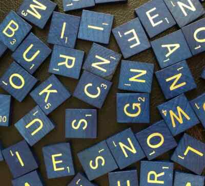 Deluxe Scrabble 50th Anniversary Blue Gold Wood Replacement Letter Tile