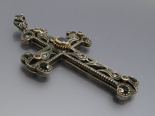 REIF-DESIGN - ANTIKER SAFIR DIAMANT KREUZANHÄNGER - HISTORISMUS - UM 1880 - Bild 2 von 8