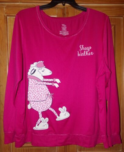 SECRET TREASURES MUJER TALLA 2X 18W-20W ROSA PIJAMA TOP MANGA LARGA OVEJA
