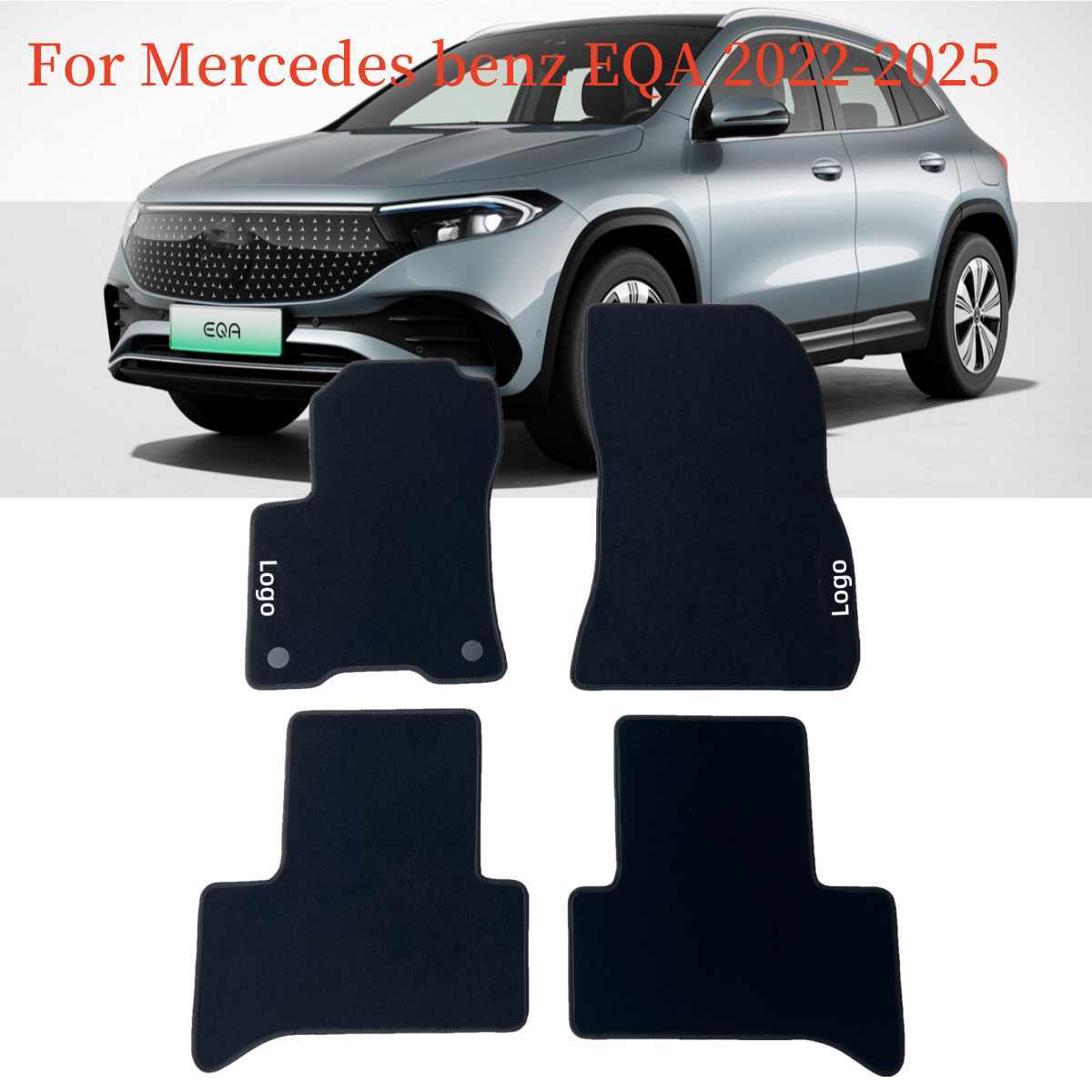 For Mercedes-Benz EQA-EQB-EQC-EQE Car Floor Mats Velour Anti-Slip Black Carpets