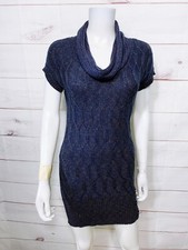 Maurices Womens Sweater Dress Size M Blue Cowl Neck Short Sleeve