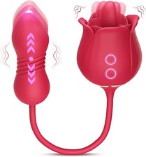 Rose Sucking Vibrator Oral Clit Licking Tongue G-Spot Dildo Sex Toys For Women