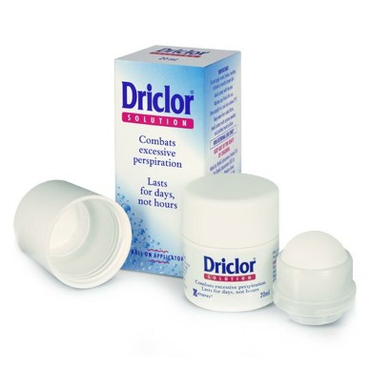 Driclor Antiperspirant Rollon 20ml / hyperhidrosis underarm, palms and