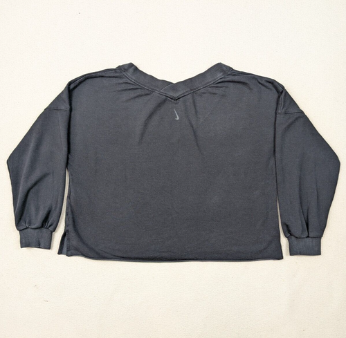 Nike Yoga Luxe Fleece V-neck Cropped Sweatshirt Black Size XS - Picture 8 of 15