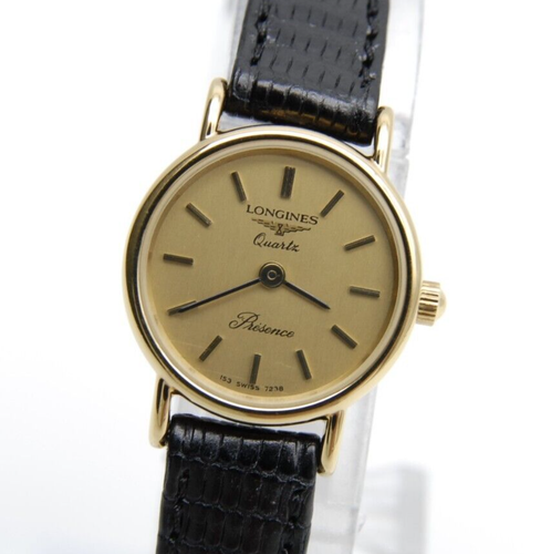 【Near MINT-】 LONGINES PRESENCE L153.4 153 7238 Women's Gold Dial 20mm QZ Watch