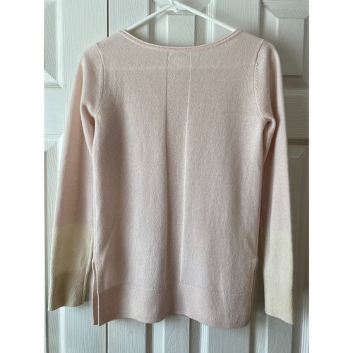 Club Monaco Cashmere Womens Sweater XS Color Block Cuff Peachy and Cream - Picture 10 of 12